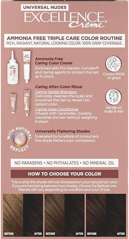 L’Oreal Paris Excellence Universal Nudes Permanent Hair Color, Ammonia Free Hair Dye for Gray Hair Coverage, 1N Natural Black, 1 Hair Dye Kit - Image 9
