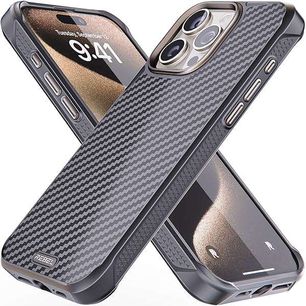 REBEL Case for iPhone 15 Pro Max [Gen-5 Aramid Fiber] Strong MagSafe Compatible, Grippy Sides, Shockproof Corners, Metal Lens + Buttons, Upgraded Protective Design, 6.7 Inch Phone 2023 (Black) - Image 1