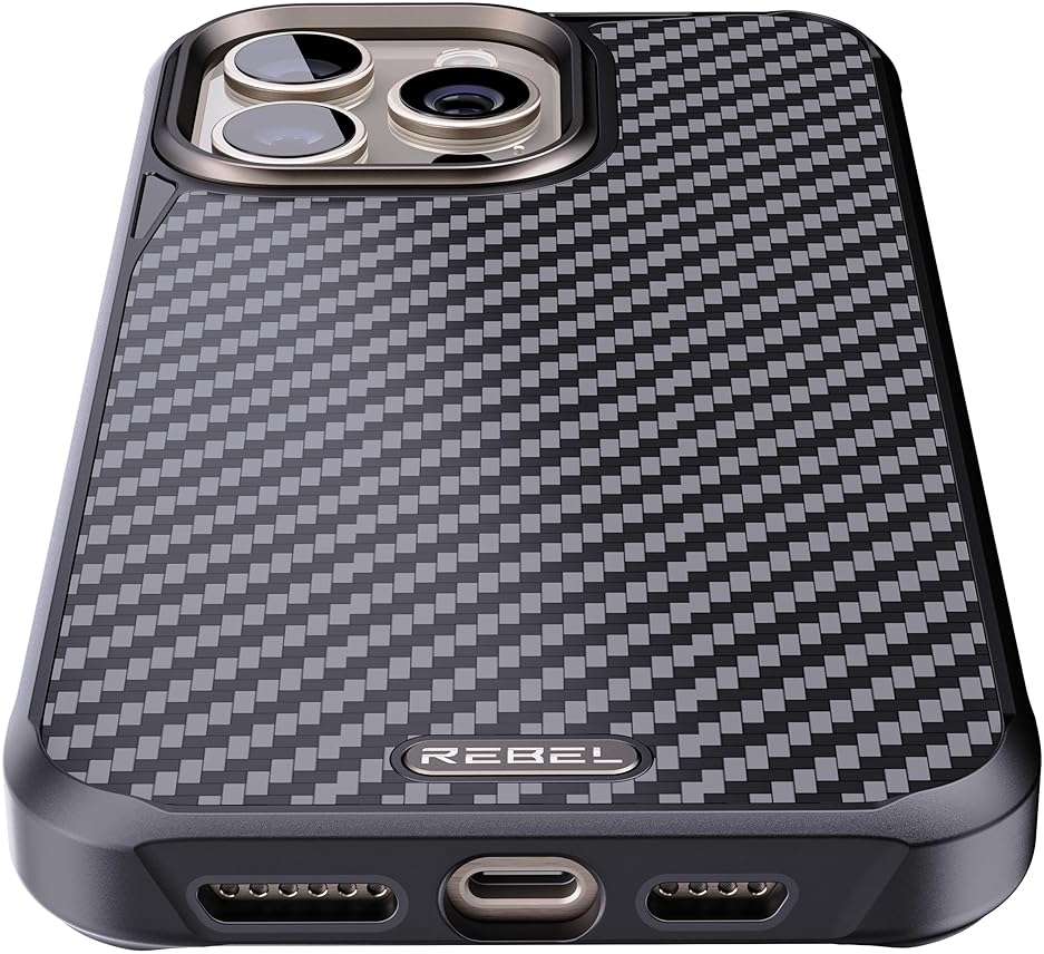 REBEL Case for iPhone 15 Pro Max [Gen-5 Aramid Fiber] Strong MagSafe Compatible, Grippy Sides, Shockproof Corners, Metal Lens + Buttons, Upgraded Protective Design, 6.7 Inch Phone 2023 (Black) - Image 4