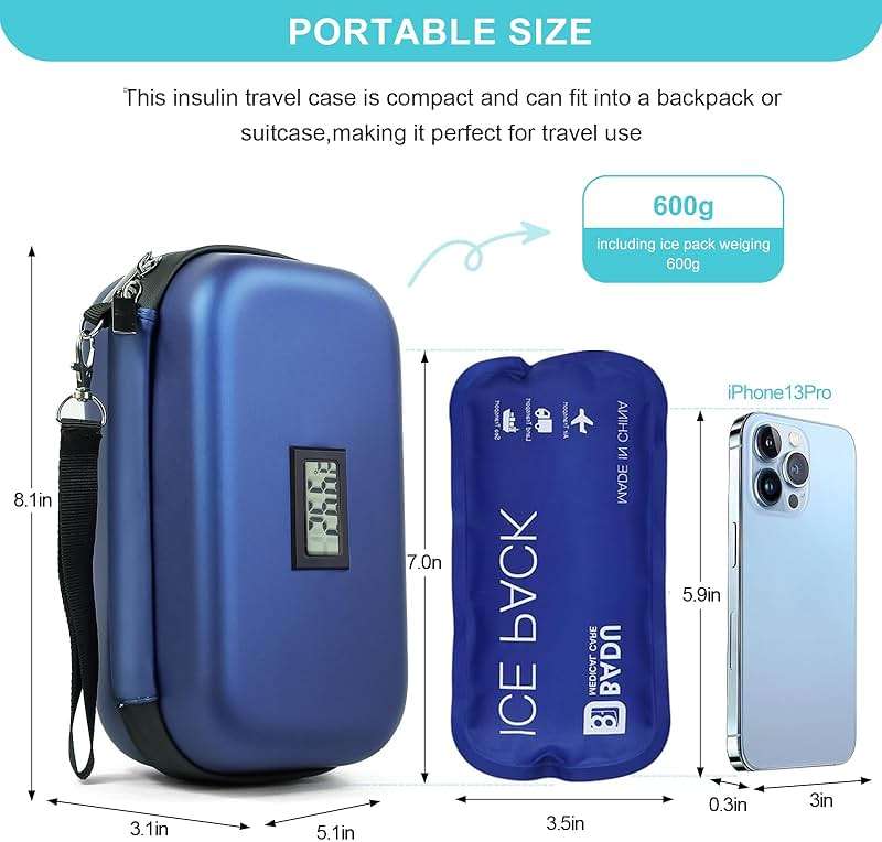 Gosemai TSA Approved Insulin Cooler Travel Case Medication Cooler for Travel with Thermometer Temperature Display Diabetic Medication Organizer Medical Travel Cooler Bag with 2 Ice Pack - Image 2