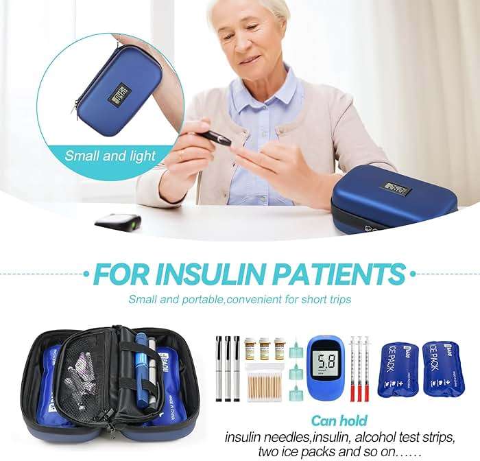 Gosemai TSA Approved Insulin Cooler Travel Case Medication Cooler for Travel with Thermometer Temperature Display Diabetic Medication Organizer Medical Travel Cooler Bag with 2 Ice Pack - Image 7