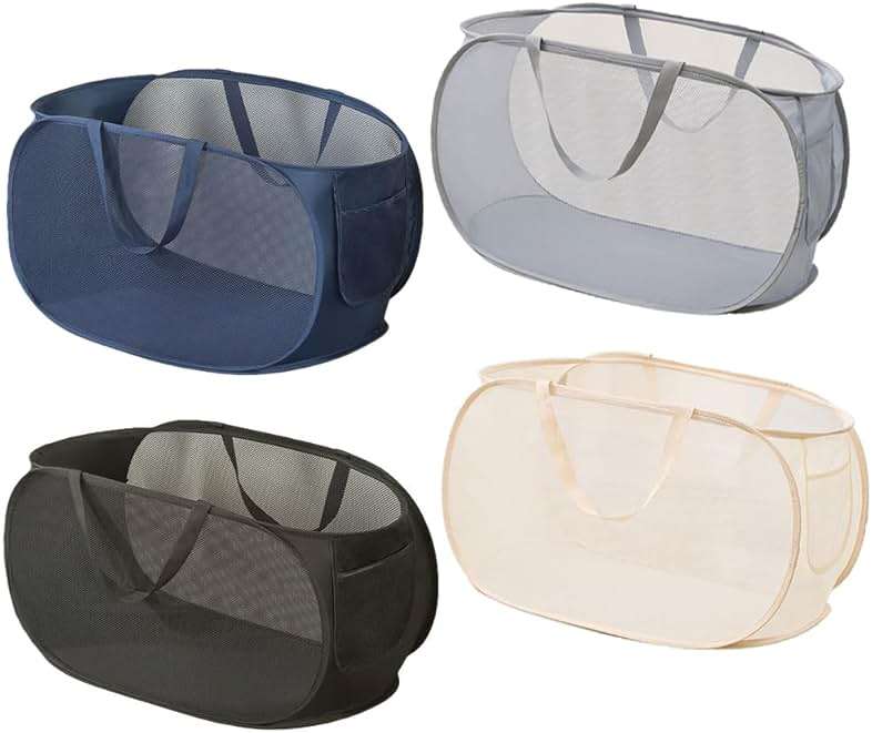 LATERONON 4 Pcs Collapsible Laundry Baskets, Opening Laundry Hamper, Foldable Laundry Basket, Dirty Clothes Basket for Clothes & Home Organization - Image 1