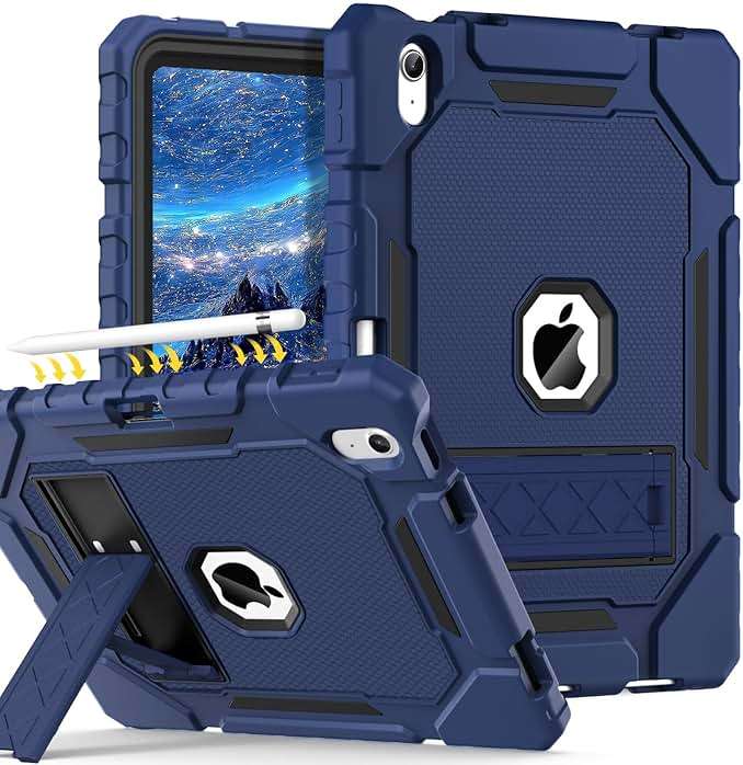 Grifobes for iPad A16 Case 11th Generation 11 inch 2025 / iPad 10th Generation Case 10.9 inch 2022, Heavy Duty Military Grade Shockproof Cover with Pencil Holder for i Pad 11/10 Gen (Navy Blue) - Image 1