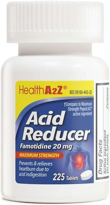 HealthA2Z® Acid Reducer | Famotidine 20mg | Maximum Strength | Relief from Heart Burn Due to Acid Indigestion (225 Tablets (Pack of 1)) - Image 1