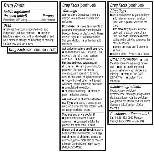 HealthA2Z® Acid Reducer | Famotidine 20mg | Maximum Strength | Relief from Heart Burn Due to Acid Indigestion (225 Tablets (Pack of 1)) - Image 3