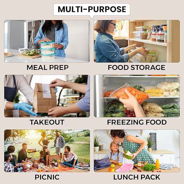 Klex 38 Oz, 50 Sets Meal Prep Containers with Airtight Lids, BPA Free, Reusable Plastic Food Container, 38 oz, Rectangular, Black/Clear, 50 Sets - Image 6