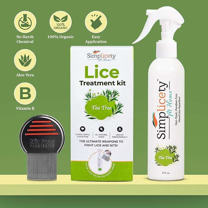 SIMPLICETY® Head Lice Treatment Kit for Kids, Includes 8fl Oz Lice Spray and Metal lice Comb with Round Edges, Natural Non-Toxic Lice Kit for All Hair Types (Tea Tree) - Image 2