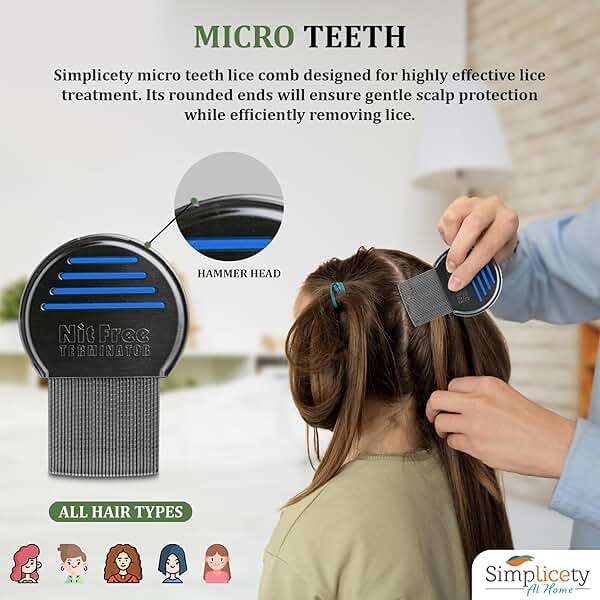SIMPLICETY® Head Lice Treatment Kit for Kids, Includes 8fl Oz Lice Spray and Metal lice Comb with Round Edges, Natural Non-Toxic Lice Kit for All Hair Types (Tea Tree) - Image 5