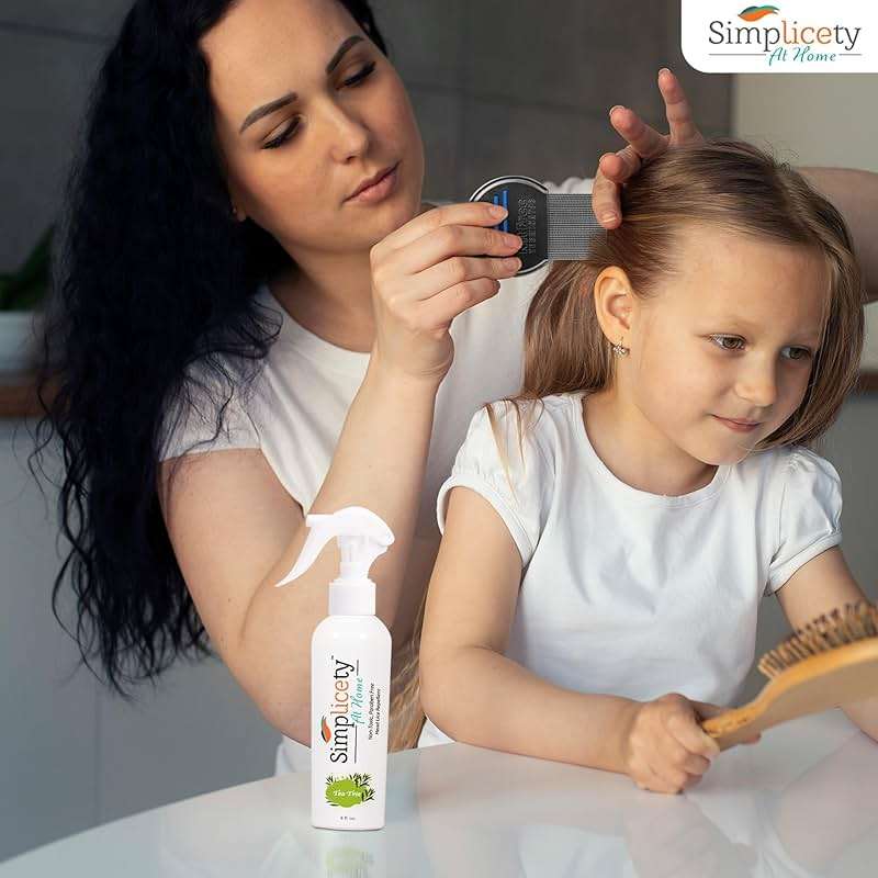 SIMPLICETY® Head Lice Treatment Kit for Kids, Includes 8fl Oz Lice Spray and Metal lice Comb with Round Edges, Natural Non-Toxic Lice Kit for All Hair Types (Tea Tree) - Image 6