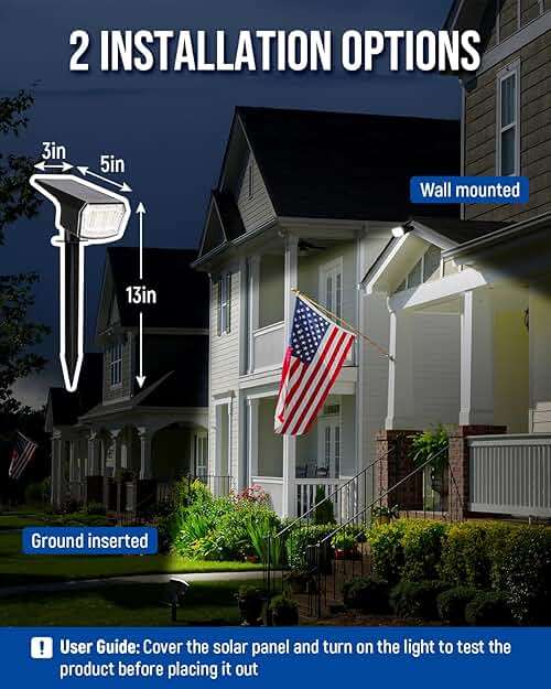 AUDERWIN Solar Spot Lights Outdoor Waterproof 2 Pack IP65, 63 LED 3 Lighting Modes Spotlights for Yard Garden House Garage Pathway - Image 6