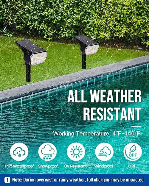 AUDERWIN Solar Spot Lights Outdoor Waterproof 2 Pack IP65, 63 LED 3 Lighting Modes Spotlights for Yard Garden House Garage Pathway - Image 7