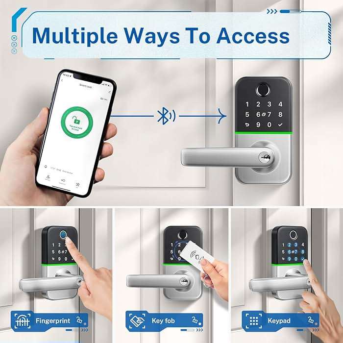 Keypad Smart Door Lock with Handle: Kucacci Keyless Entry Door Lock - Smart Lock for Front Door - Electronic Door Lock with Keypad for Exterior Door - Deadbolt Lever Alternative - Easy Installation - Image 2
