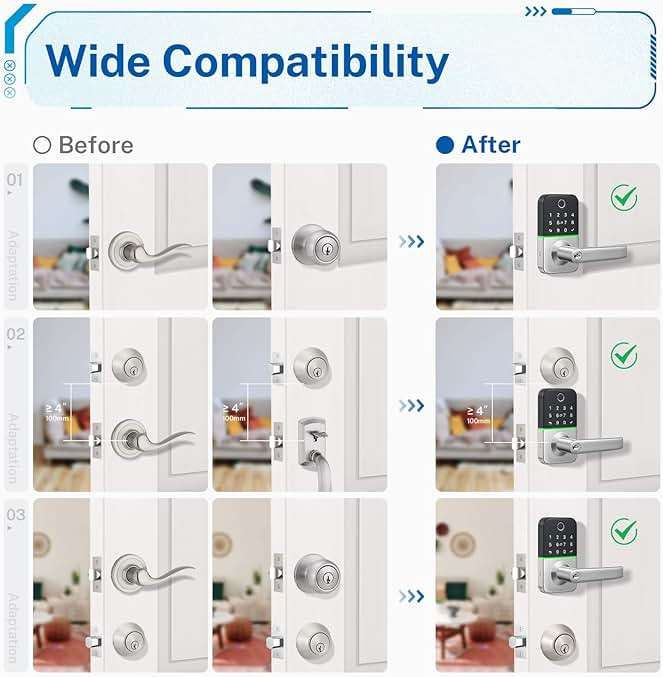 Keypad Smart Door Lock with Handle: Kucacci Keyless Entry Door Lock - Smart Lock for Front Door - Electronic Door Lock with Keypad for Exterior Door - Deadbolt Lever Alternative - Easy Installation - Image 5