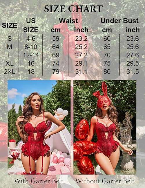 Avidlove Lingerie for Women Mesh Lace Bodysuit Sexy Wireless Garter Lingerie Set Teddy Lingerie(No Stockings) - Image 6