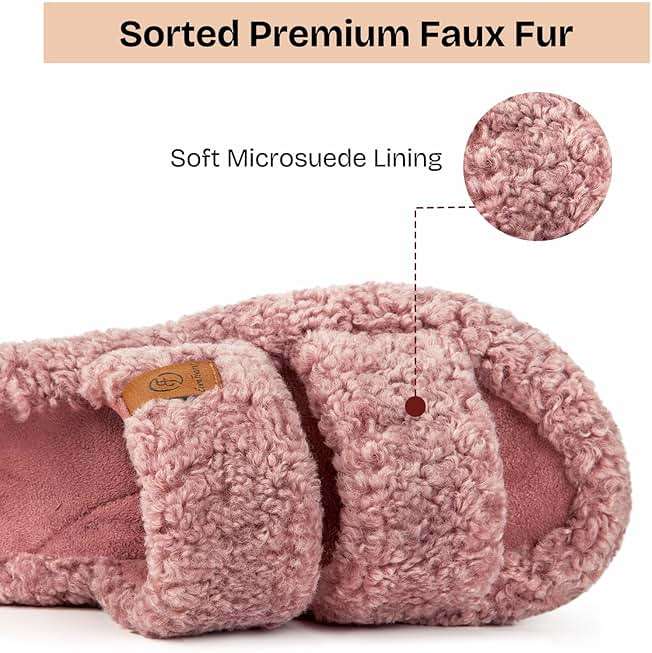 EverFoams Womens Fuzzy Open-toe Slippers Soft Comfy Memory Foam Indoor House Shoes - Image 4