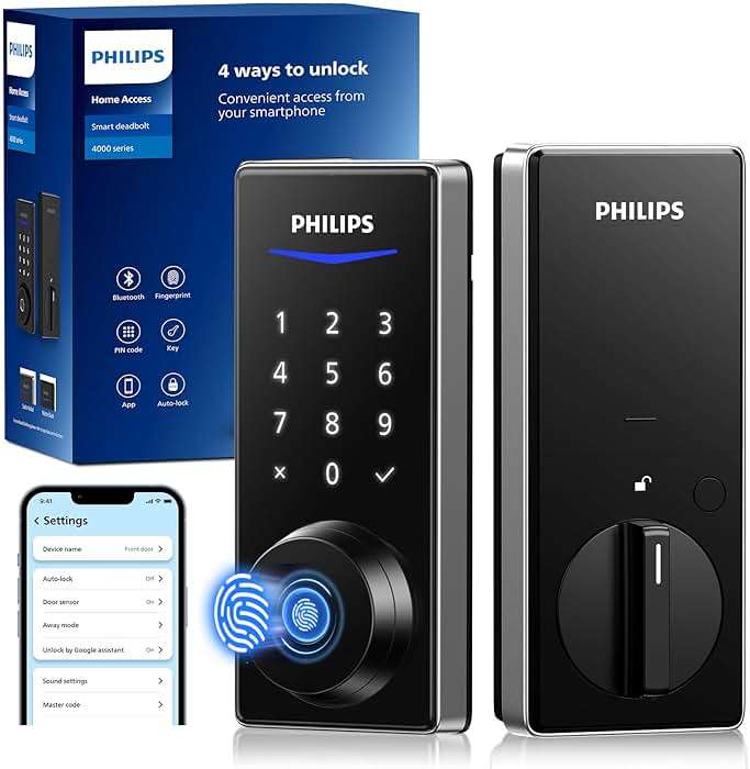 Philips Fingerprint Smart Lock, Keyless Entry Door Lock, Smart Door Locks for Front Door, Keypad Deadbolt, APP Control, 9-Month Long Battery - Image 1
