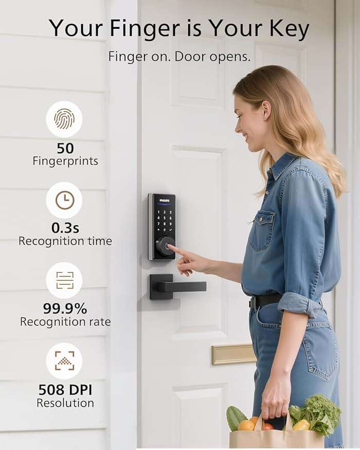 Philips Fingerprint Smart Lock, Keyless Entry Door Lock, Smart Door Locks for Front Door, Keypad Deadbolt, APP Control, 9-Month Long Battery - Image 4