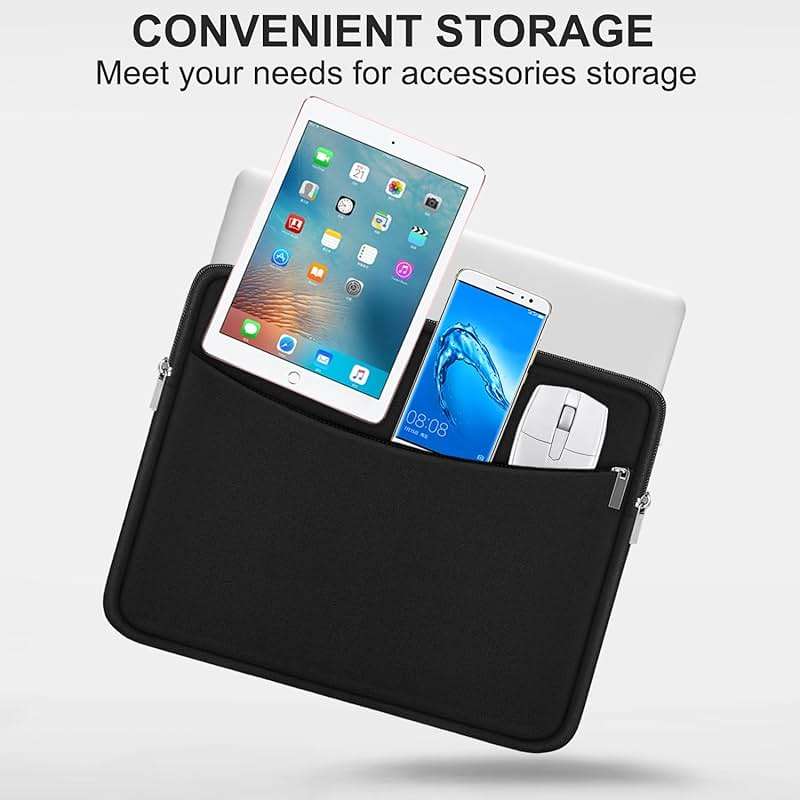 Laptop Sleeve Case 14 inch, Shockproof Protective Laptop Cover Briefcase Carrying Computer Bag with Accessory Pocket Portable Computer Sleeve for 14" MacBook, HP, Dell, Lenovo, Acer, Black - Image 3