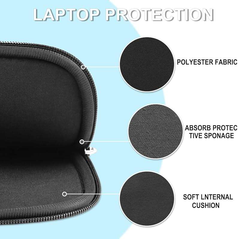 Laptop Sleeve Case 14 inch, Shockproof Protective Laptop Cover Briefcase Carrying Computer Bag with Accessory Pocket Portable Computer Sleeve for 14" MacBook, HP, Dell, Lenovo, Acer, Black - Image 4