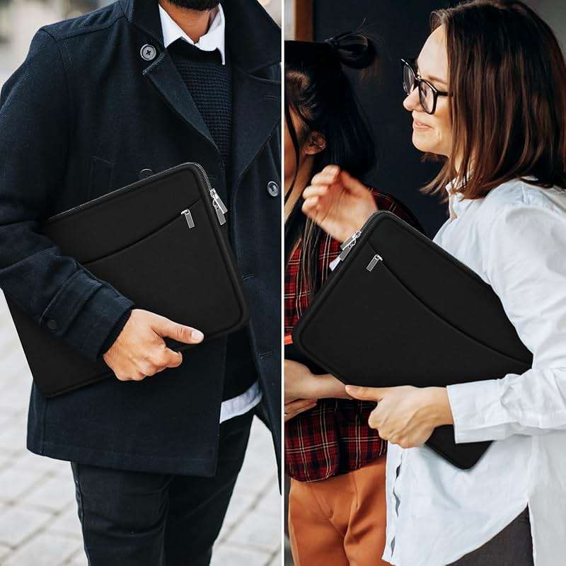 Laptop Sleeve Case 14 inch, Shockproof Protective Laptop Cover Briefcase Carrying Computer Bag with Accessory Pocket Portable Computer Sleeve for 14" MacBook, HP, Dell, Lenovo, Acer, Black - Image 7