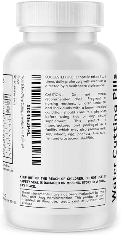 Youth & Tonic Water Cutting Pills - Natural Diuretic Complex for Temporary Water Gain, Swelling, Fluid Retention, Puffiness, Swollen Legs, Ankles, Arms, Puffy Eyes. for Men & Women with 30 Capsules - Image 6
