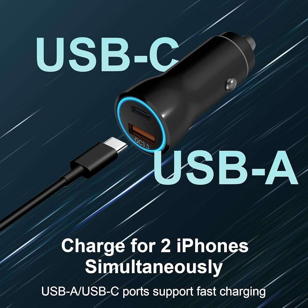 iPhone 17 16 15 Car Charger, [Apple MFi Certified] USB C Car Charger 43W Fast Charging with 3.3 FT Type C to C Cable, USB Car Adapter for iPhone 17/17 Pro/17 Pro Max/Air/16/15 - Image 5