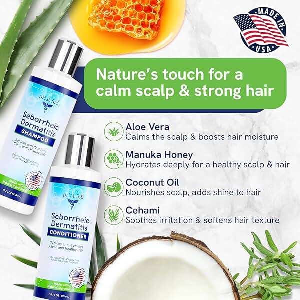 Sulfate-Free and Fragrance Free Shampoo and Conditioner Set, Safe for Seborrheic Dermatitis, To Soothe Dry and Itchy Scalp - Anti-Dandruff Shampoo and Conditioner for Dry Scalp (16oz) - Image 3