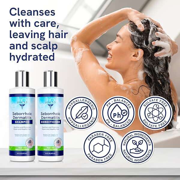 Sulfate-Free and Fragrance Free Shampoo and Conditioner Set, Safe for Seborrheic Dermatitis, To Soothe Dry and Itchy Scalp - Anti-Dandruff Shampoo and Conditioner for Dry Scalp (16oz) - Image 5