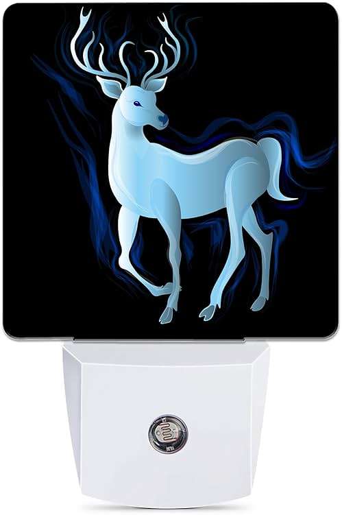 Jopowide Blue Deer Night Light, Northern Lights Night Lights Plug into Wall Decor for Bedroom, Bathroom, Hallway, Kitchen, Dusk to Dawn Sensor Nightlights for Women Men Room Gifts - Image 1