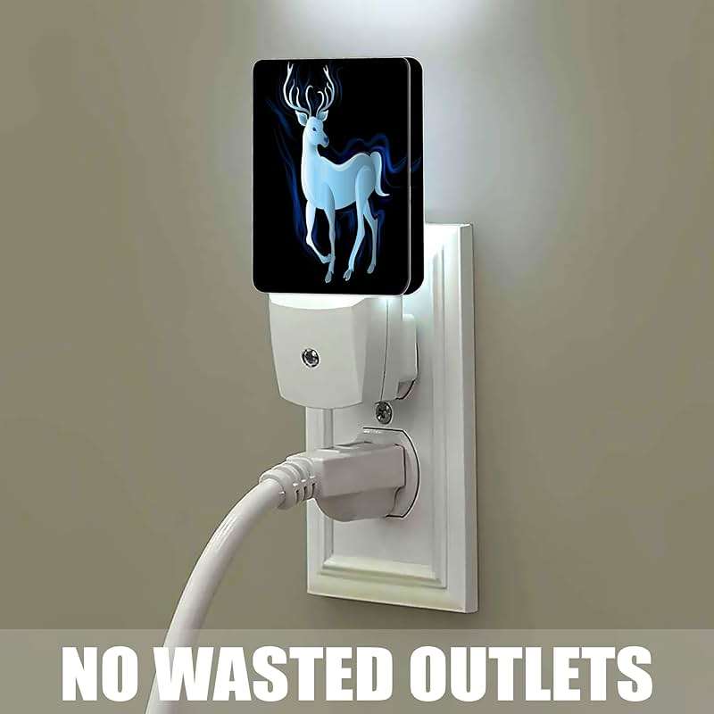 Jopowide Blue Deer Night Light, Northern Lights Night Lights Plug into Wall Decor for Bedroom, Bathroom, Hallway, Kitchen, Dusk to Dawn Sensor Nightlights for Women Men Room Gifts - Image 4