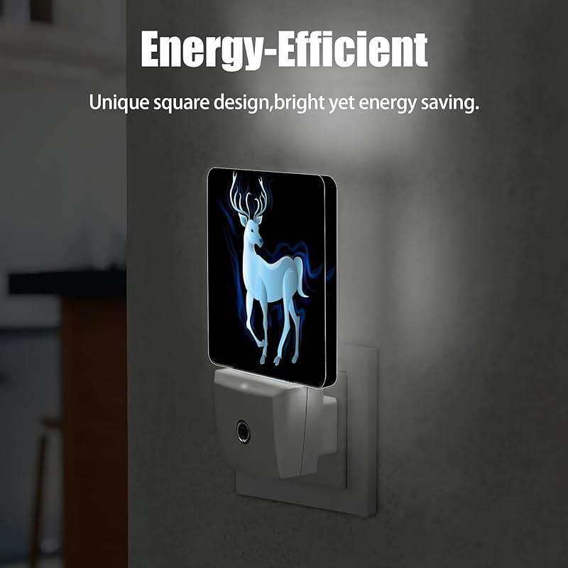 Jopowide Blue Deer Night Light, Northern Lights Night Lights Plug into Wall Decor for Bedroom, Bathroom, Hallway, Kitchen, Dusk to Dawn Sensor Nightlights for Women Men Room Gifts - Image 5