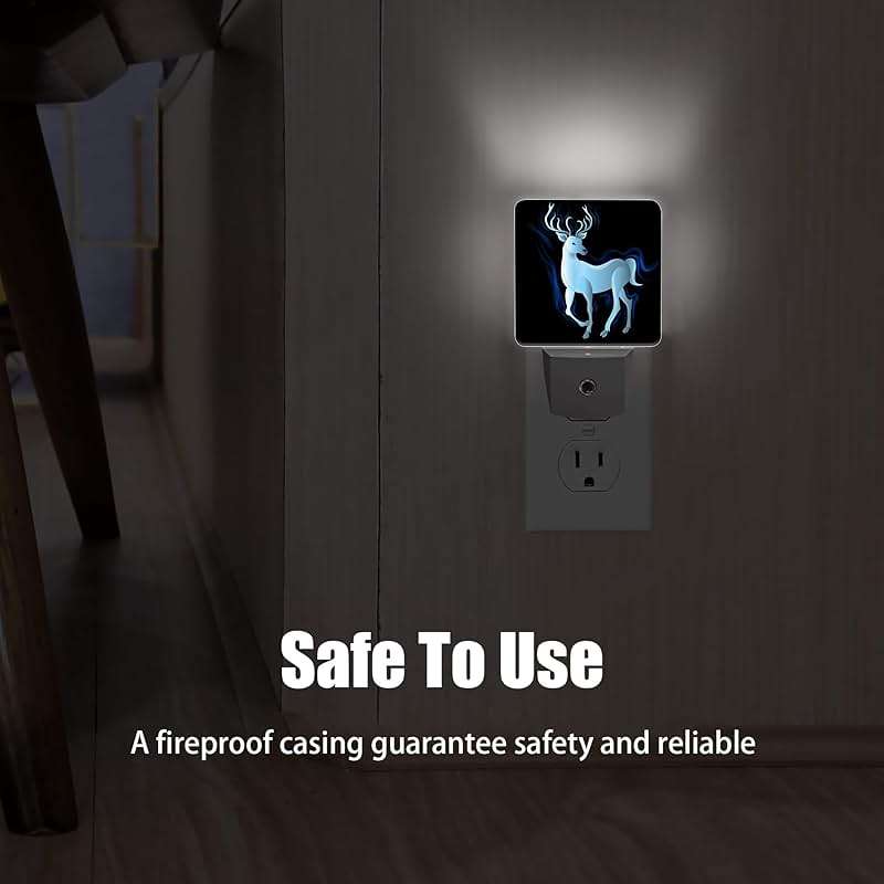 Jopowide Blue Deer Night Light, Northern Lights Night Lights Plug into Wall Decor for Bedroom, Bathroom, Hallway, Kitchen, Dusk to Dawn Sensor Nightlights for Women Men Room Gifts - Image 6