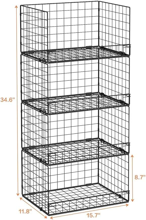 Yociyoga 4-Tier Stackable Closet Organizers and Storage Shelves, Foldable Closet Shelf Organizer, Black(Patent Protection)(Patent No. 30022416) - Image 2