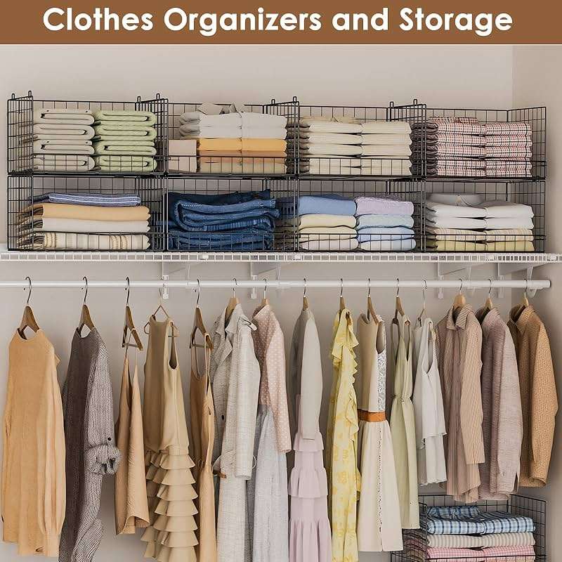 Yociyoga 4-Tier Stackable Closet Organizers and Storage Shelves, Foldable Closet Shelf Organizer, Black(Patent Protection)(Patent No. 30022416) - Image 7