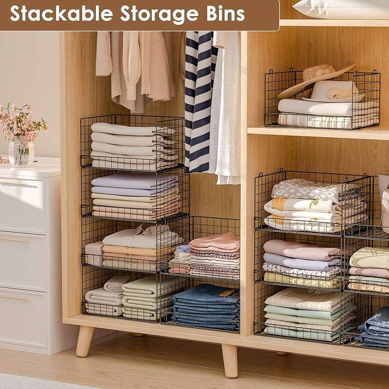Yociyoga 4-Tier Stackable Closet Organizers and Storage Shelves, Foldable Closet Shelf Organizer, Black(Patent Protection)(Patent No. 30022416) - Image 9