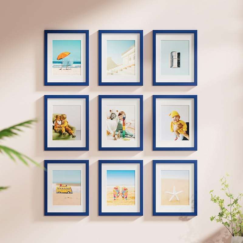 Vittanly 11x14 Picture Frame, Engineered Wood with Shatter Resistant Plexiglass, Display Pictures 8x10 with Mat or 11x14 without Mat, Photo Frame for Wall Mounting, Royal Blue, 1 Pack - Image 6