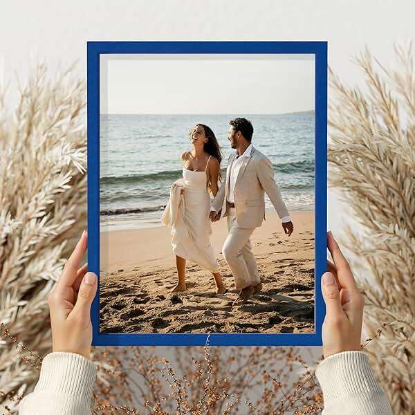 Vittanly 11x14 Picture Frame, Engineered Wood with Shatter Resistant Plexiglass, Display Pictures 8x10 with Mat or 11x14 without Mat, Photo Frame for Wall Mounting, Royal Blue, 1 Pack - Image 7