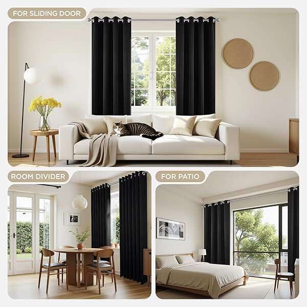 Joydeco Blackout Curtains for Bedroom,Black Out Curtains 84 Inch Long, Black Drapes with Grommets, Noise Reducing Energy Saving Thermal Insulated & Wrinkle-Free Drapes for Living Room, 2 Panels - Image 7