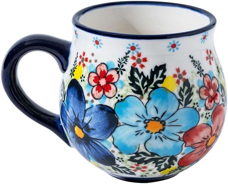 ALMA 12oz Handpainted Microwave Safe Coffee Mug, Unique Ceramic Tea Mug For Girl Friend,Mother, Woman(Assorted Flowers,Medium) - Image 1