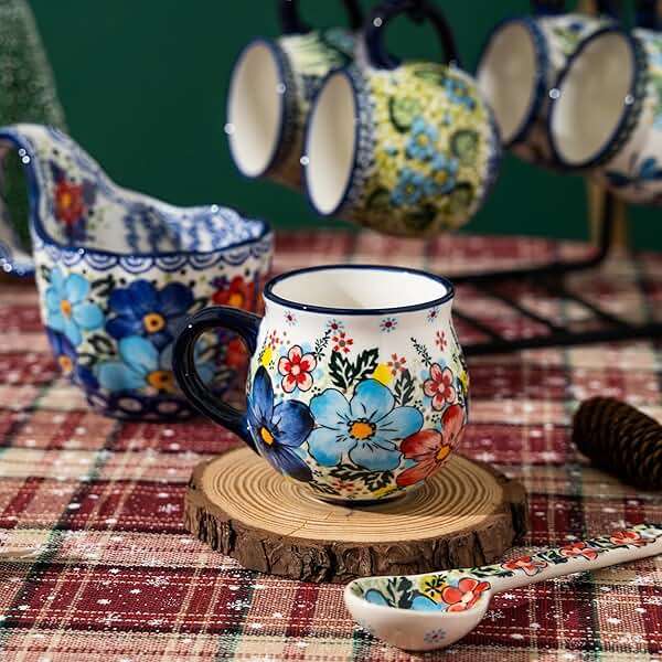 ALMA 12oz Handpainted Microwave Safe Coffee Mug, Unique Ceramic Tea Mug For Girl Friend,Mother, Woman(Assorted Flowers,Medium) - Image 4