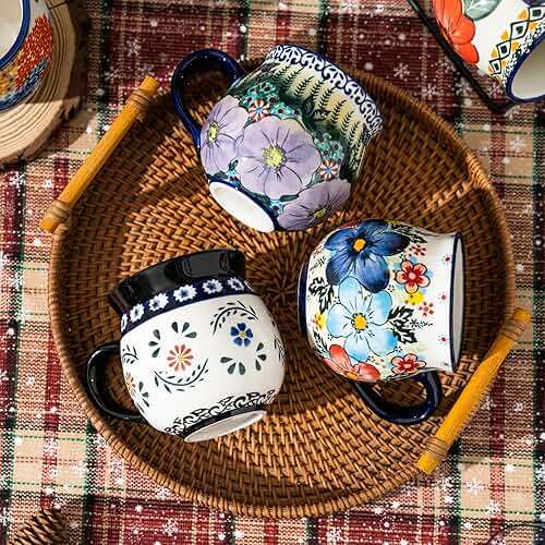 ALMA 12oz Handpainted Microwave Safe Coffee Mug, Unique Ceramic Tea Mug For Girl Friend,Mother, Woman(Assorted Flowers,Medium) - Image 5