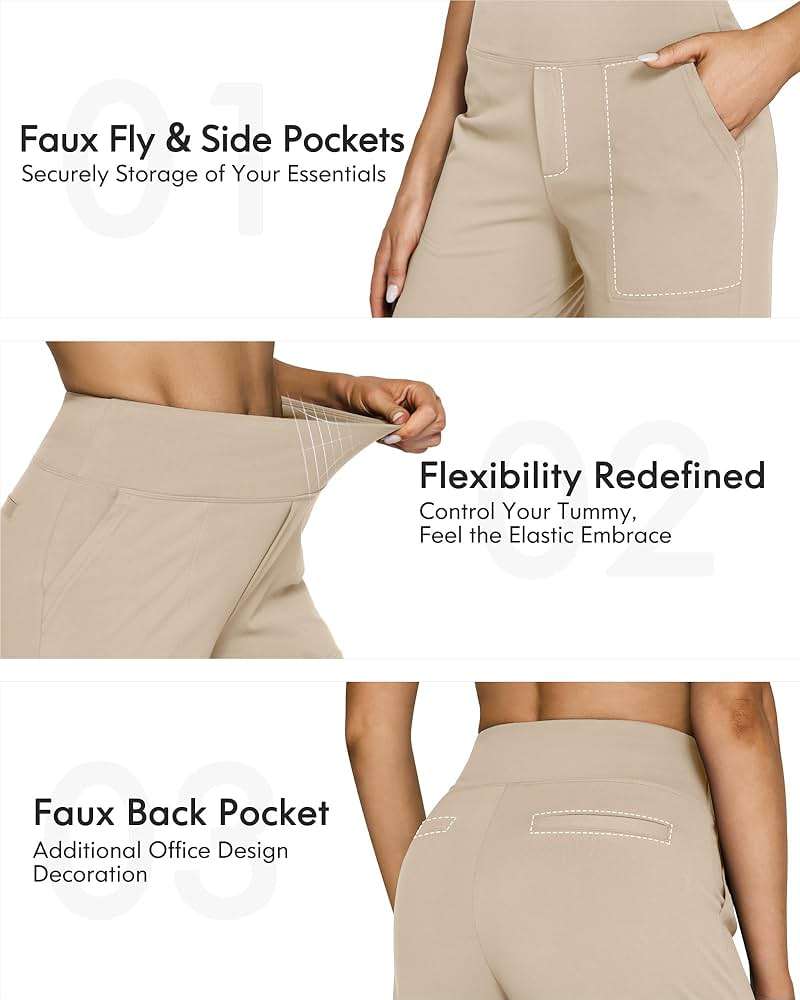 G4Free EverGoing Yoga Pants Women Wide Leg Pants with Pockets High Waist Stretch Dress Casual Sweatpants Petite/Regular/Tall - Image 2