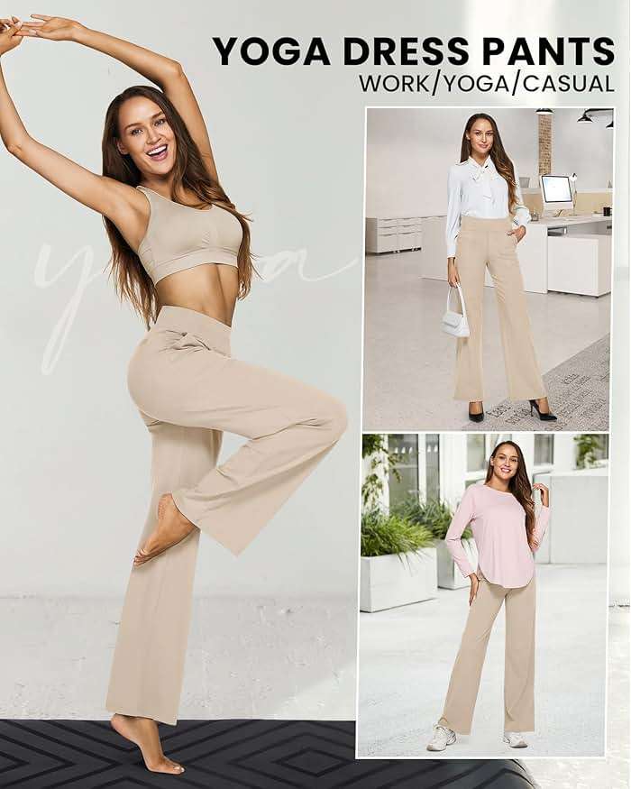 G4Free EverGoing Yoga Pants Women Wide Leg Pants with Pockets High Waist Stretch Dress Casual Sweatpants Petite/Regular/Tall - Image 3