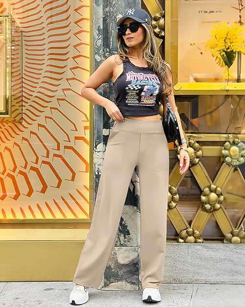 G4Free EverGoing Yoga Pants Women Wide Leg Pants with Pockets High Waist Stretch Dress Casual Sweatpants Petite/Regular/Tall - Image 6