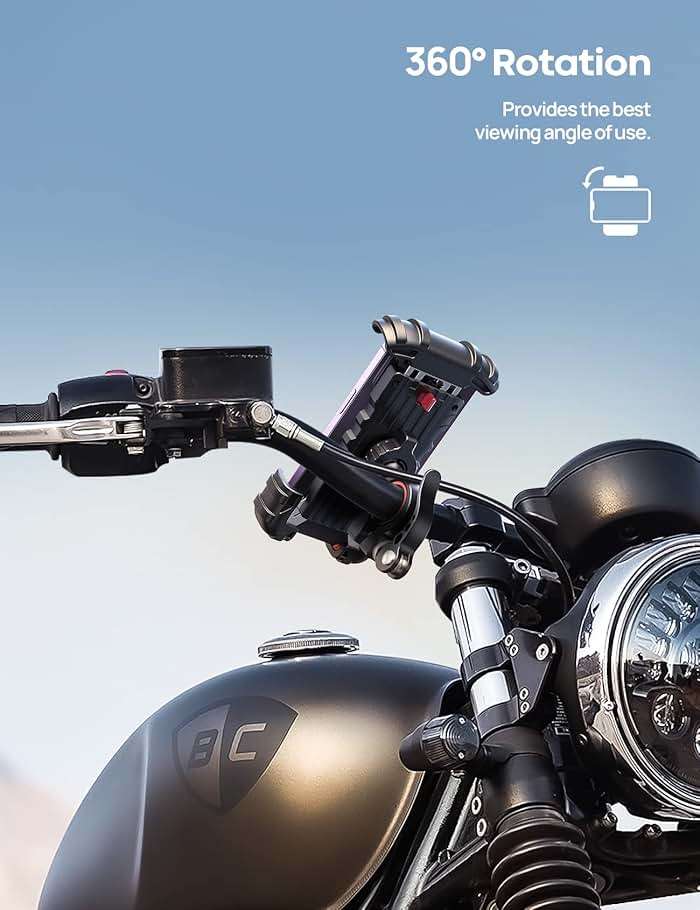 Lamicall Bike Phone Holder, Motorcycle Phone Mount - Motorcycle Handlebar Cell Phone Clamp, Scooter Phone Clip for iPhone 14 Plus/Pro Max, 13 Pro Max, S9, S10 and More 4.7" - 6.8" Smartphone, Orange - Image 3