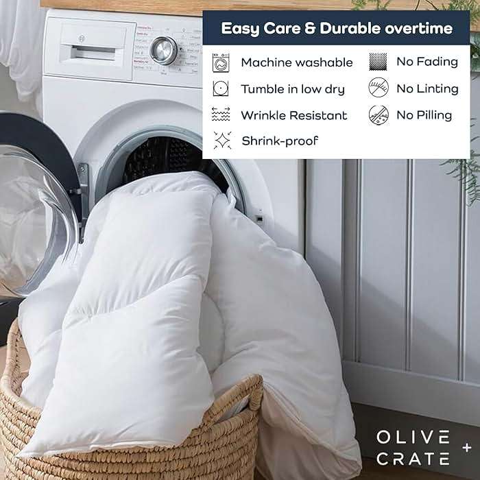 Olive + Crate Cooling Down Alternative Comforter - Hypoallergenic Queen Size Duvet Insert Lightweight - All Seasons Plush Design Bamboo Comforter - 100% Bamboo Viscose Outer Cover - White 88"x90" - Image 9