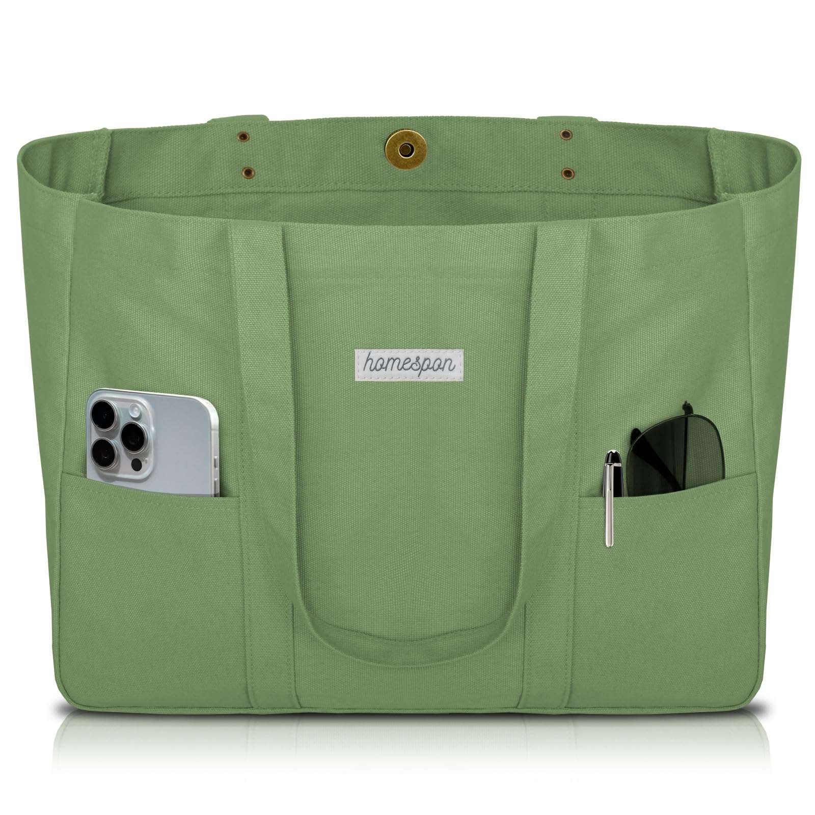 HOMESPON Large Canvas Tote Bag for Women Everything Bag with Pockets and Laptop Sleeve - Image 1