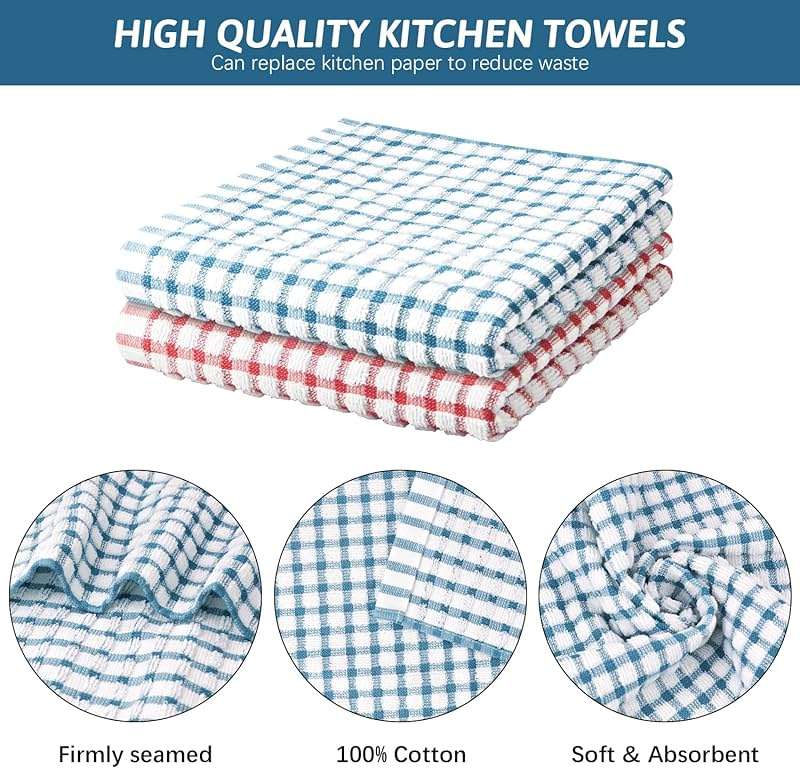 Nialnant 8 Pcs Kitchen Dish Rags,100% Cotton Soft Absorbent Quick Drying Dish Cloths for Kitchen,Washing Dishes,Cleaning rags-11 x 11In - Image 3