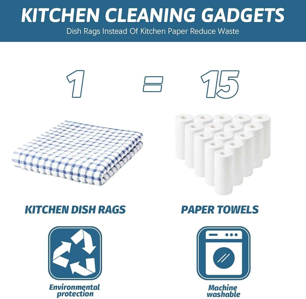 Nialnant 8 Pcs Kitchen Dish Rags,100% Cotton Soft Absorbent Quick Drying Dish Cloths for Kitchen,Washing Dishes,Cleaning rags-11 x 11In - Image 6