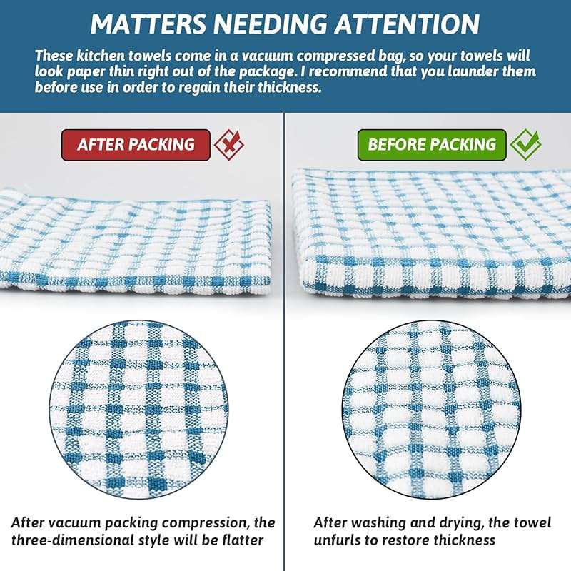 Nialnant 8 Pcs Kitchen Dish Rags,100% Cotton Soft Absorbent Quick Drying Dish Cloths for Kitchen,Washing Dishes,Cleaning rags-11 x 11In - Image 7